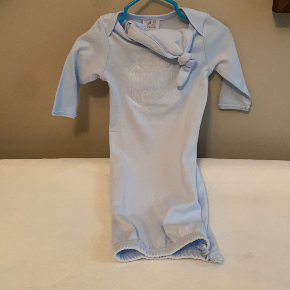 NWOT monogrammed newborn gown with hat